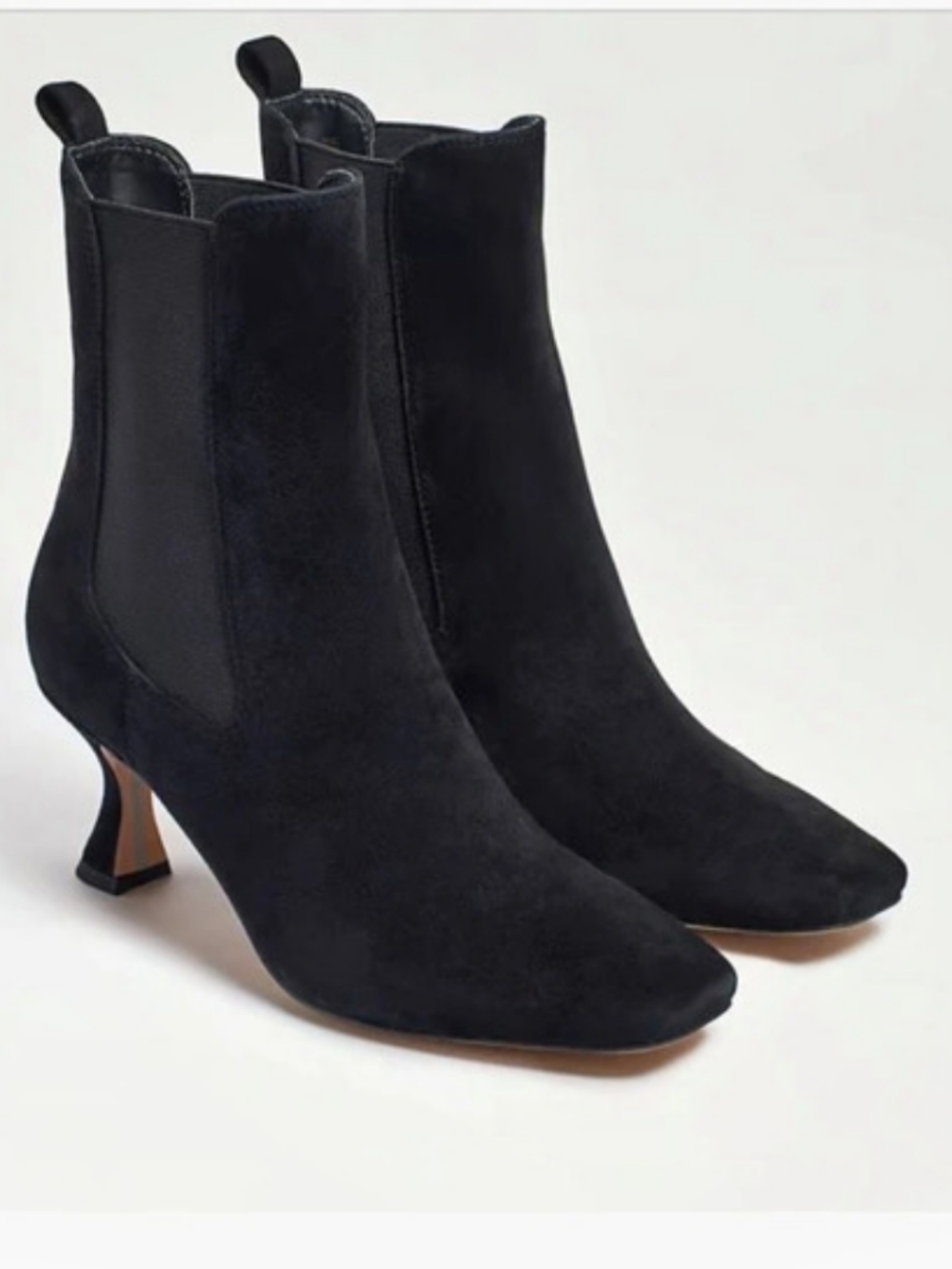 Sam Edelman Lani Ankle Boot Black Suede Pointed Toe Heeled Booties New In Box